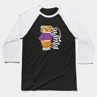 Music Lover  Bear Baseball T-Shirt